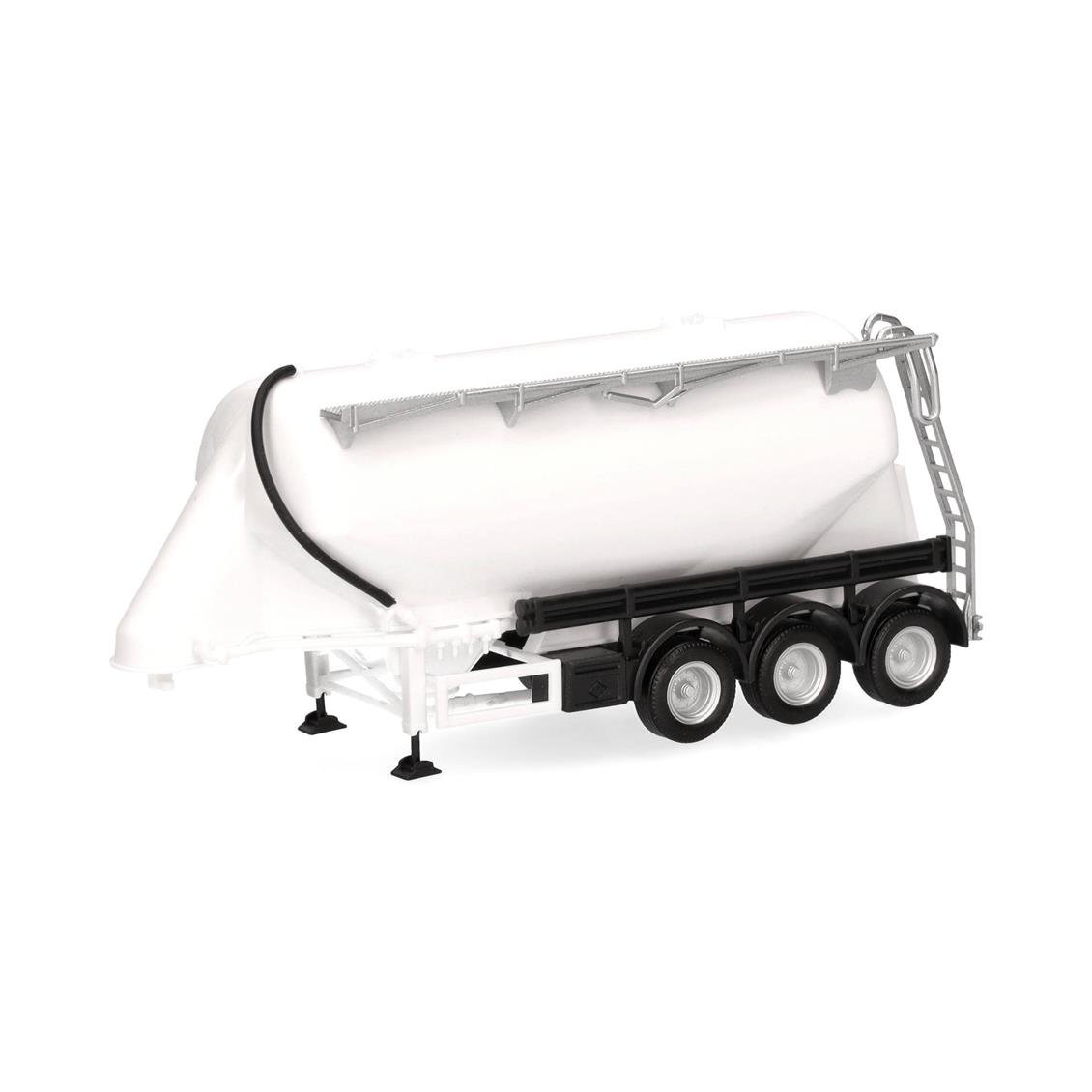 Herpa 076821-002 1/87 Ölçek, 35m3, 3 Akslı Burunlu Silo Romorku, Beyaz, Sergilemeye Hazır Model Araç