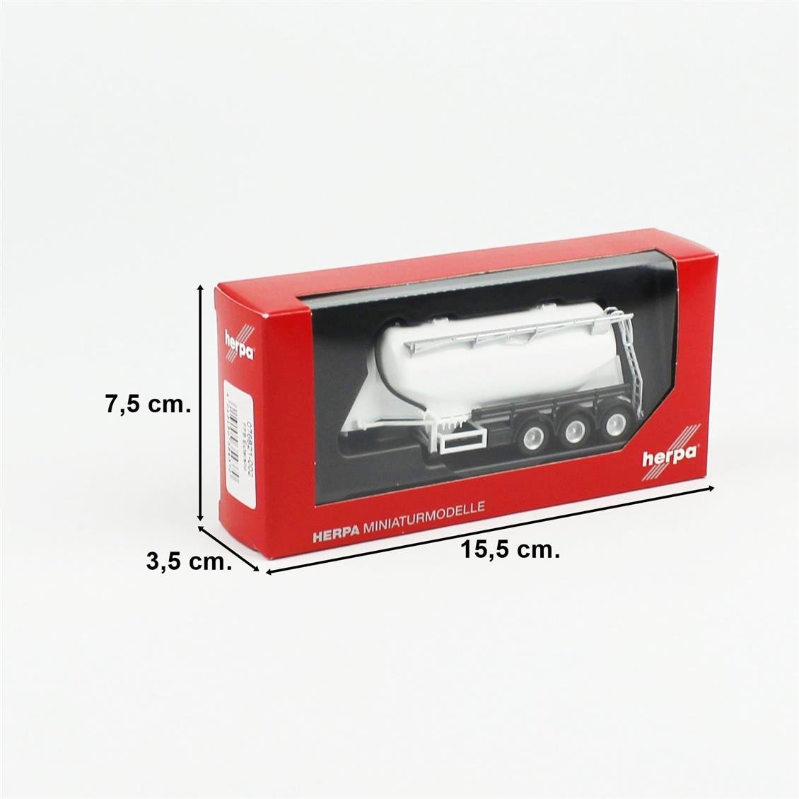 Herpa 076821-002 1/87 Ölçek, 35m3, 3 Akslı Burunlu Silo Romorku, Beyaz, Sergilemeye Hazır Model Araç