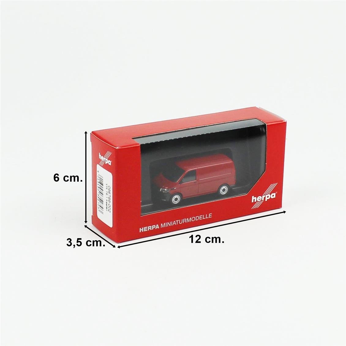 Herpa 096799-002 1/87 Ölçek, VW T6.1 Kasten Kamyonet, Kiraz Kırmızısı, Sergilemeye Hazır Model Araç