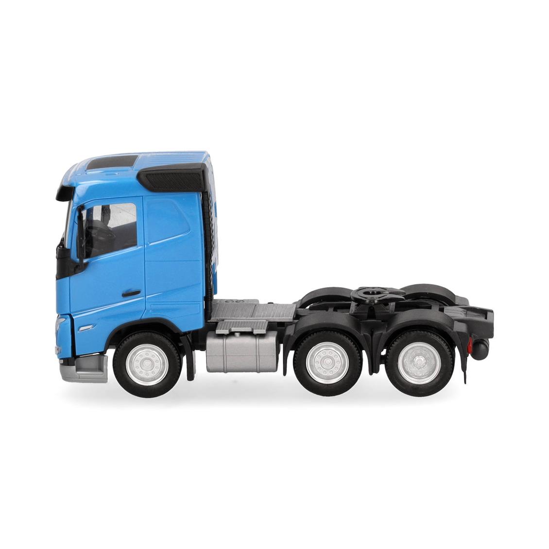 Herpa 313735-003 1/87 Ölçek, Volvo FH Düz Tavanlı 3 Akslı Çekici, Açık Mavi, Sergilemeye Hazır Model Araç