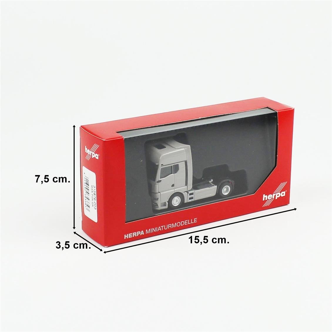 Herpa 315876-003 1/87 Ölçek, MAN TGX GX 2 Akslı, Aynalı Camlı Çekici, Platinyum Gri, Sergilemeye Hazır Model Araç