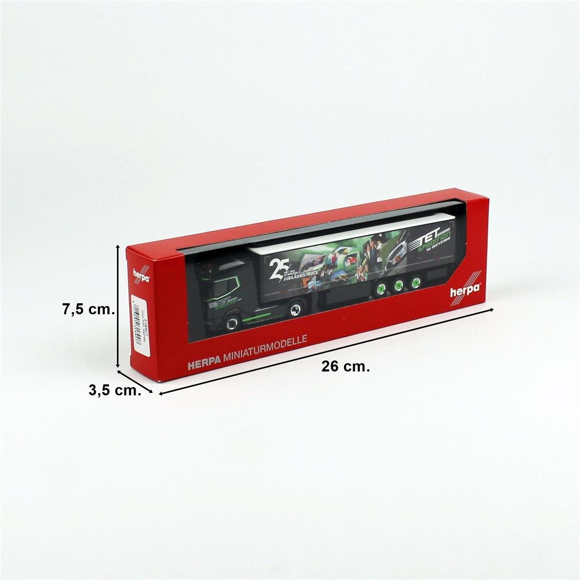 Herpa 318907 1/87 Ölçek, DAF XG+ Perdeli Dorseli TIR, TET/Jubilee, Sergilemeye Hazır Model Araç