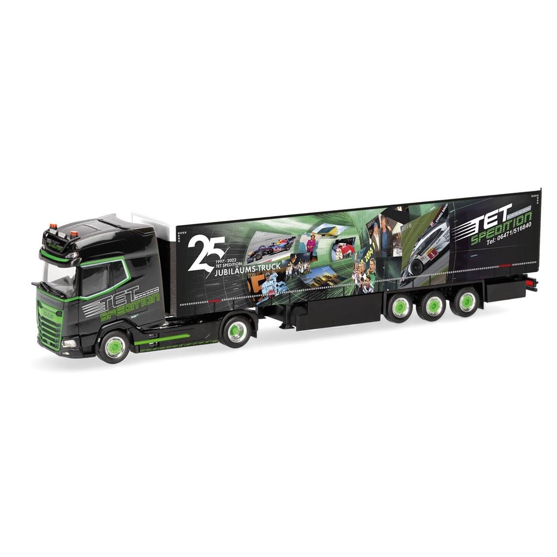 Herpa 318907 1/87 Ölçek, DAF XG+ Perdeli Dorseli TIR, TET/Jubilee, Sergilemeye Hazır Model Araç