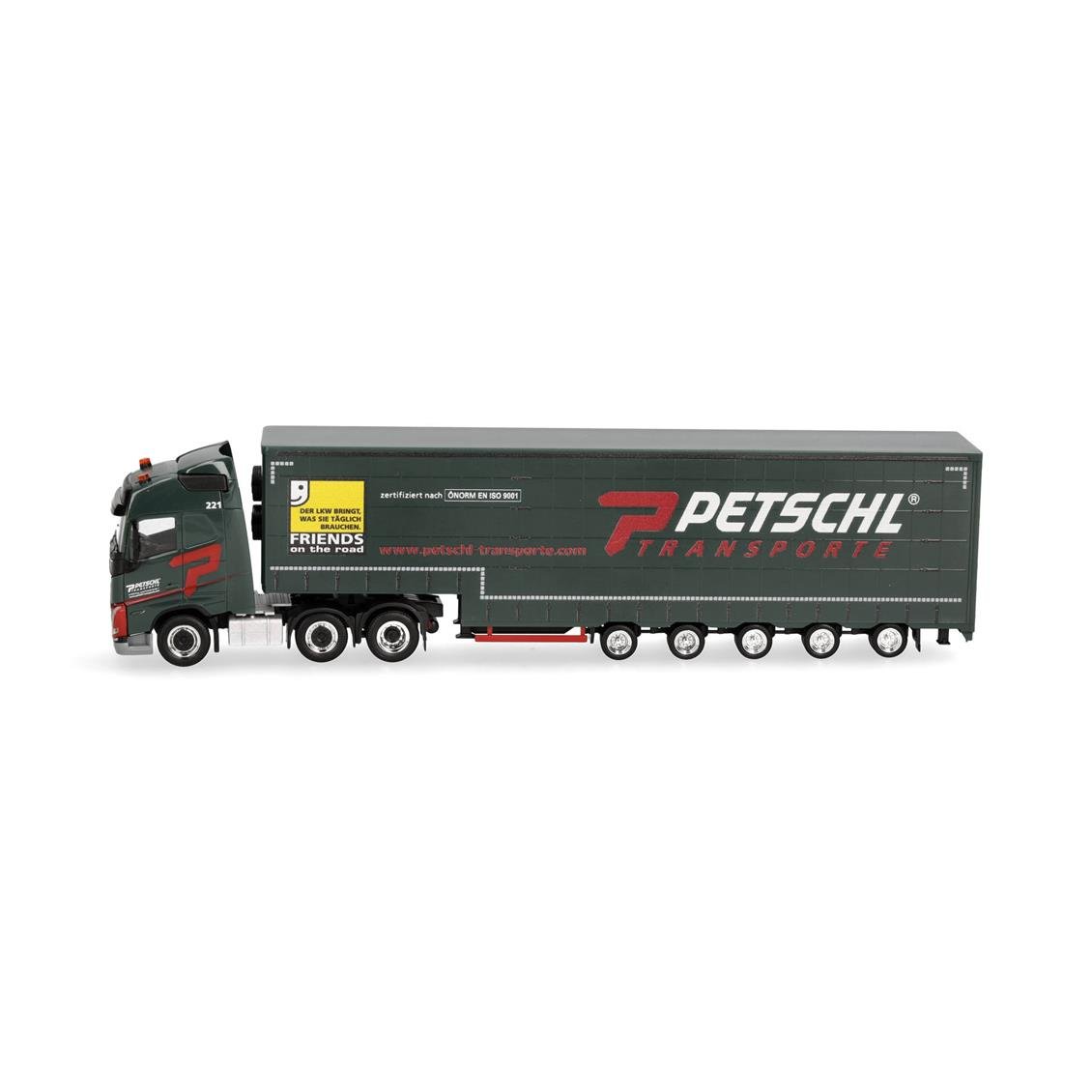 Herpa 318914 1/87 Ölçek, Volvo FH GL 2020 Perdeli Jumbo Dorseli TIR, Petschl, Sergilemeye Hazır Model Araç