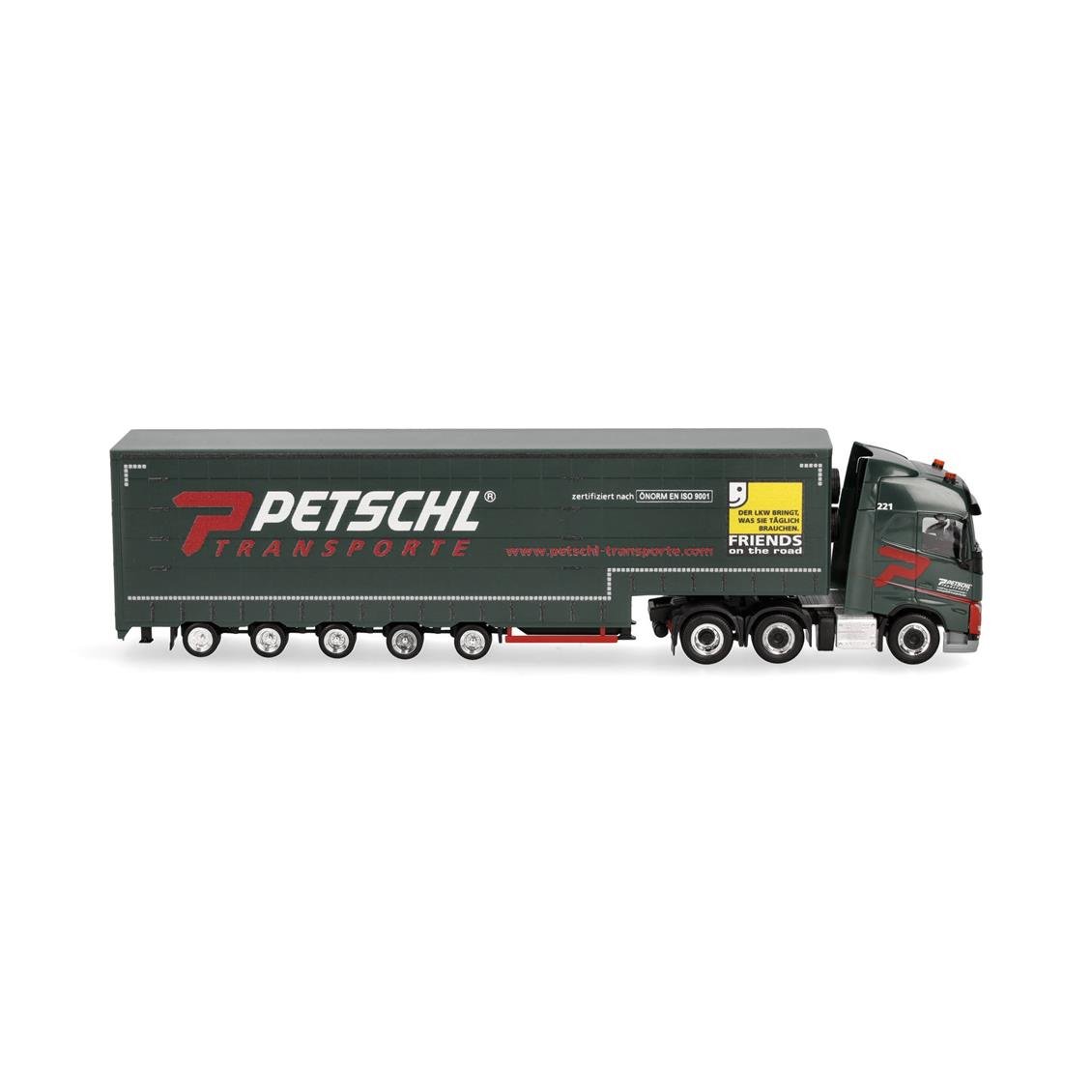 Herpa 318914 1/87 Ölçek, Volvo FH GL 2020 Perdeli Jumbo Dorseli TIR, Petschl, Sergilemeye Hazır Model Araç