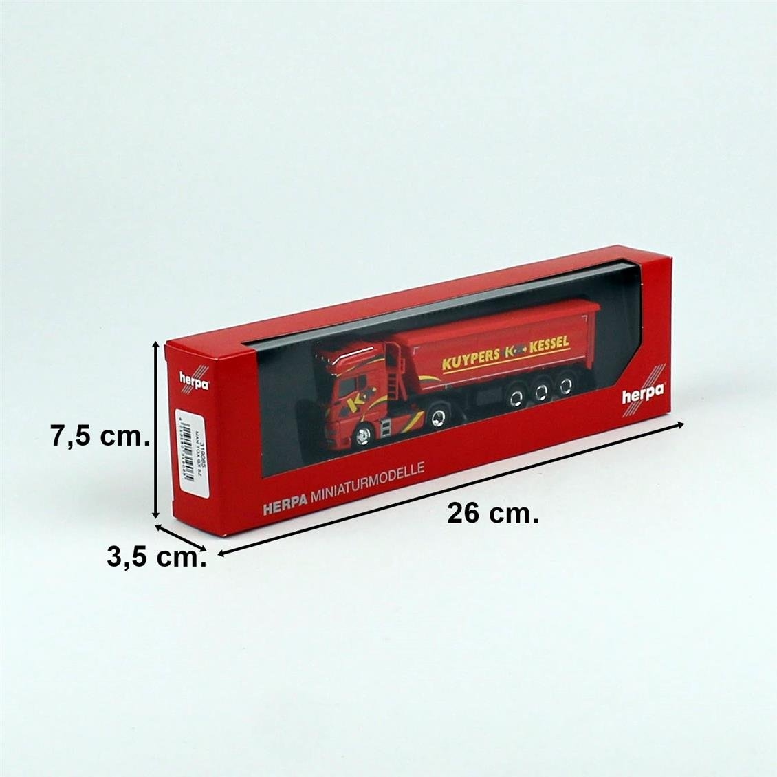 Herpa 319065 1/87 Ölçek, MAN TGX GX Çelik Damperli Dorseli Çekici, Kuypers, Sergilemeye Hazır Model Araç