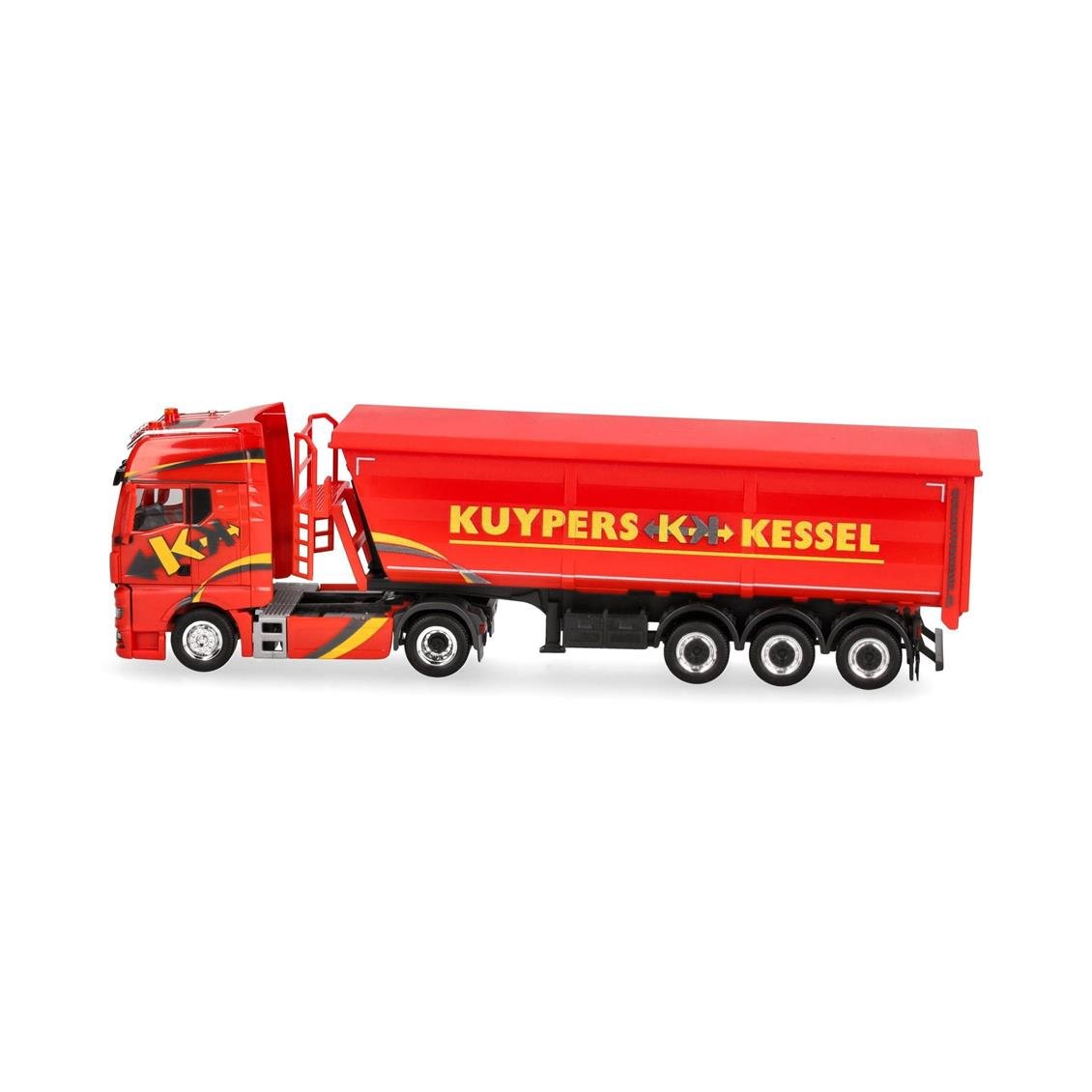 Herpa 319065 1/87 Ölçek, MAN TGX GX Çelik Damperli Dorseli Çekici, Kuypers, Sergilemeye Hazır Model Araç