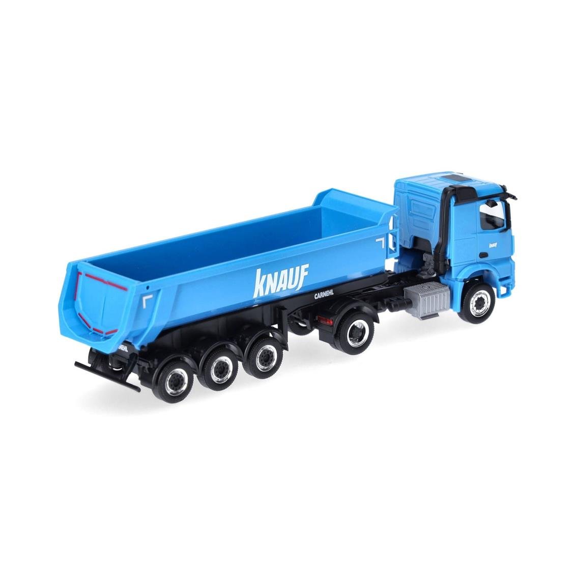 Herpa 319096 1/87 Ölçek, Mercedes-Benz Arocs Classicspace Damperli Dorseli Çekici, Knauf, Mavi, Sergilemeye Hazır Model Araç