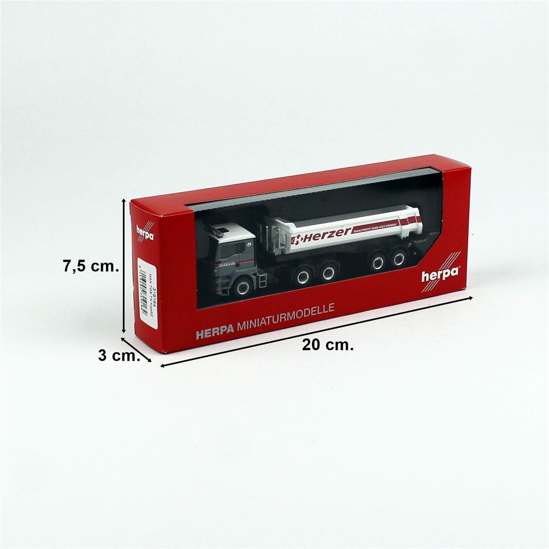 Herpa 319164 1/87 Ölçek, MAN TGS TN Damperli TIR, Herzer-Avusturya, Sergilemeye Hazır Model Araç