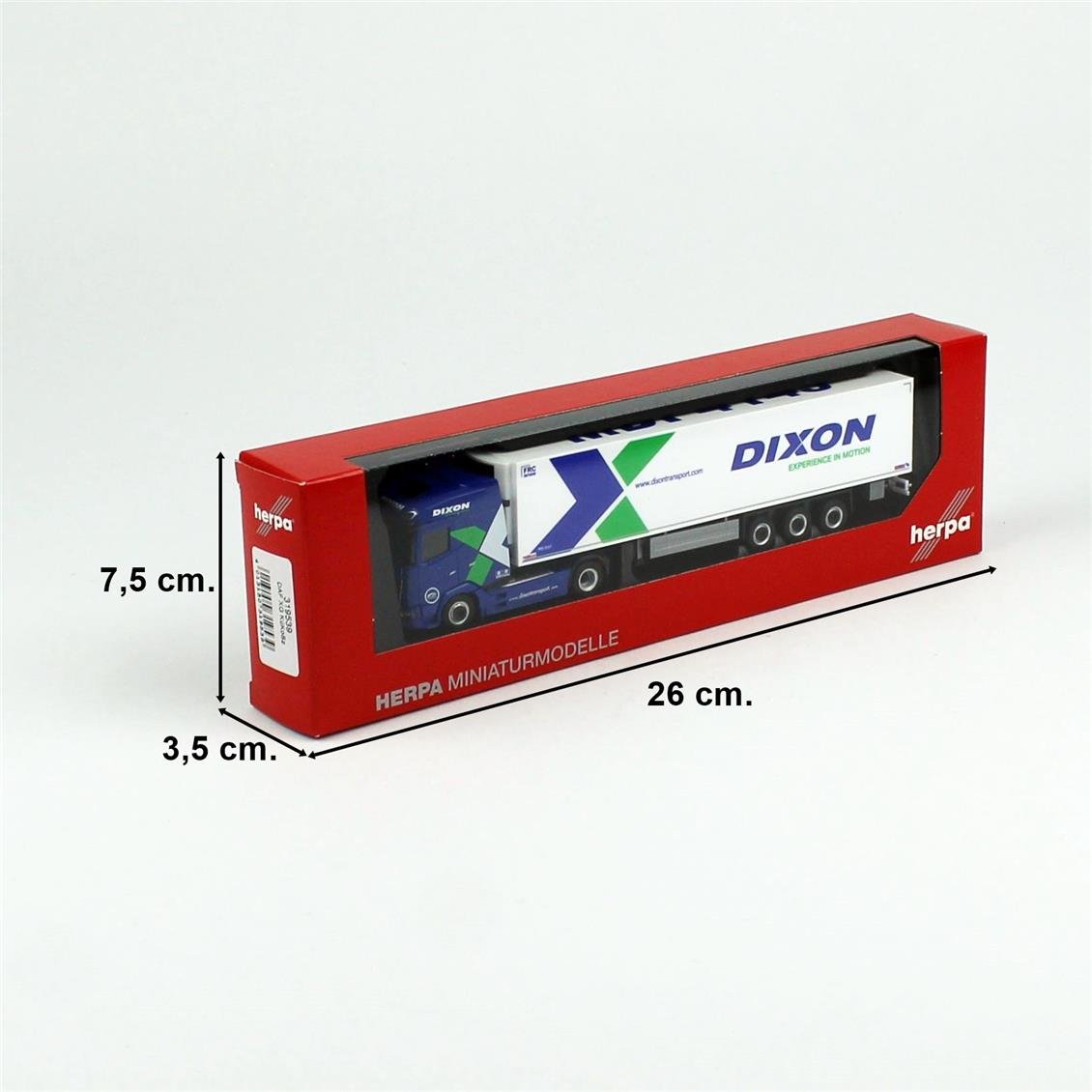 Herpa 319539 1/87 Ölçek, DAF XG Soğutucu Dorseli TIR, Dixon, Sergilemeye Hazır Model Araç
