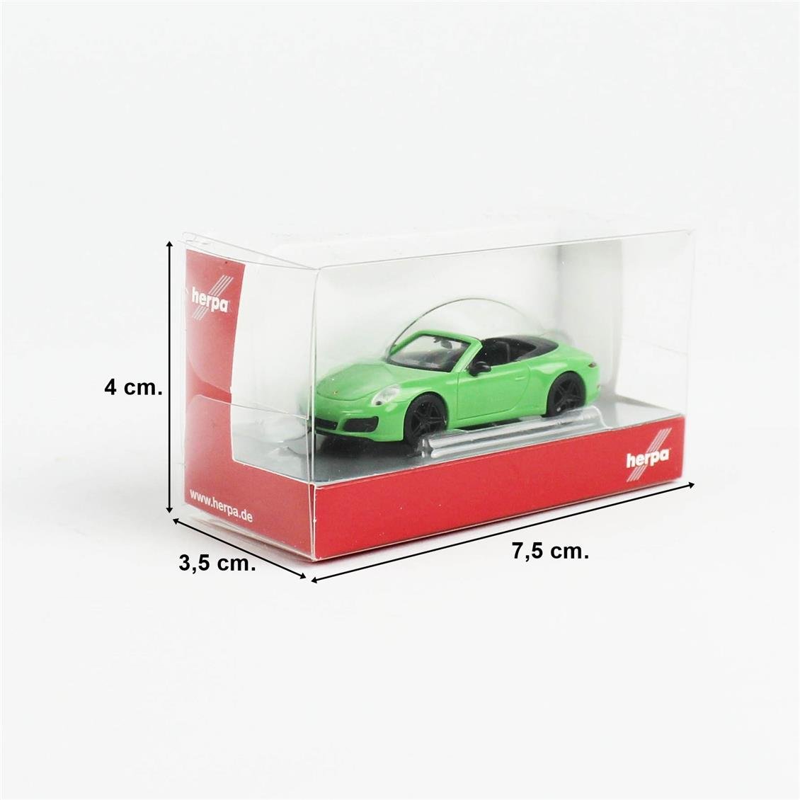 Herpa 420365 1/87 Ölçek, Porsche 911 (991) Carrera 2 Cabrio, Kertenkele Yeşili, Sergilemeye Hazır Model Araç