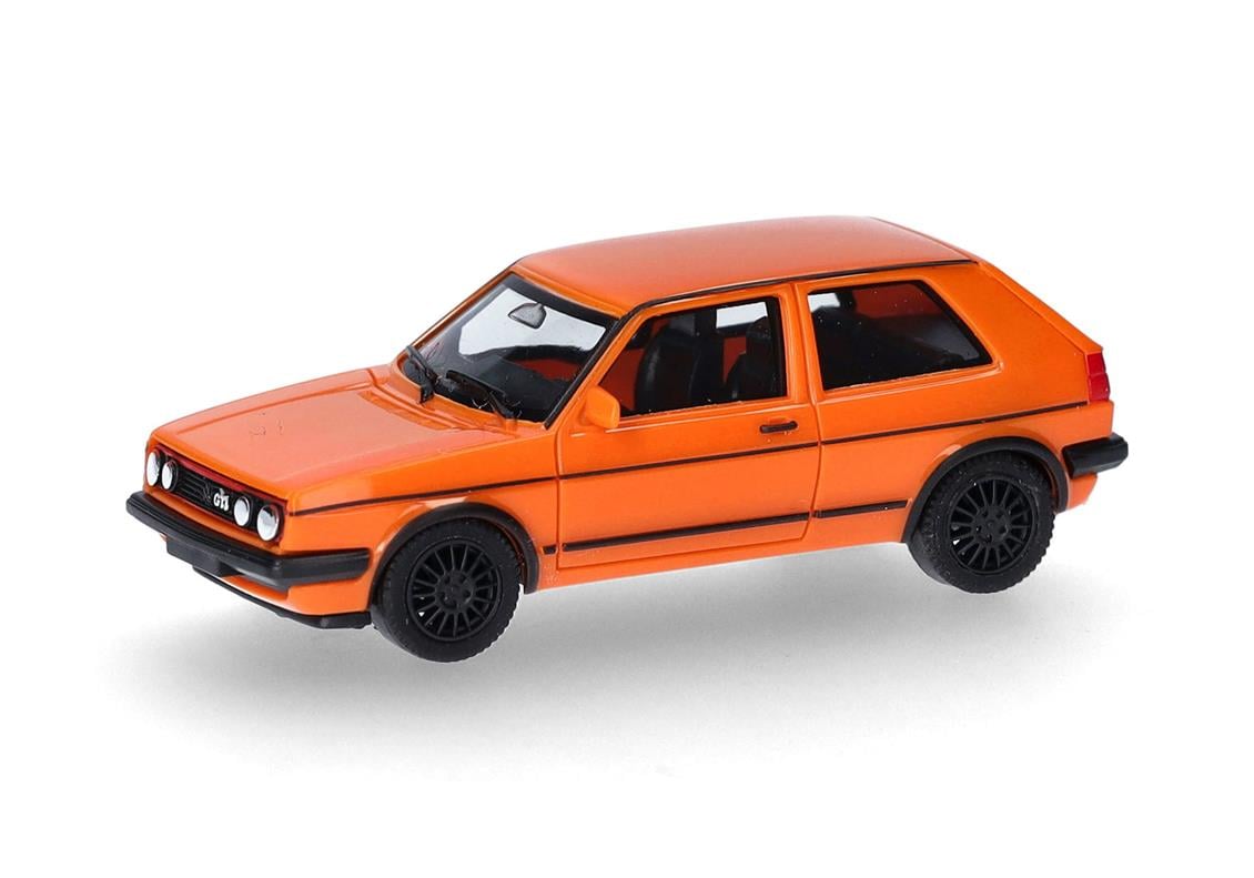 Herpa 420846-003 1/87 Ölçek, 87 VW Golf II GTI, Koyu Turuncu, Sergilemeye Hazır Model Araç