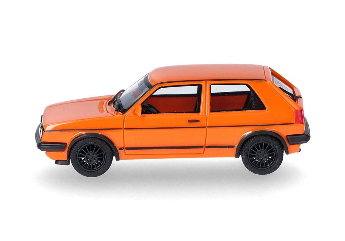 Herpa 420846-003 1/87 Ölçek, 87 VW Golf II GTI, Koyu Turuncu, Sergilemeye Hazır Model Araç