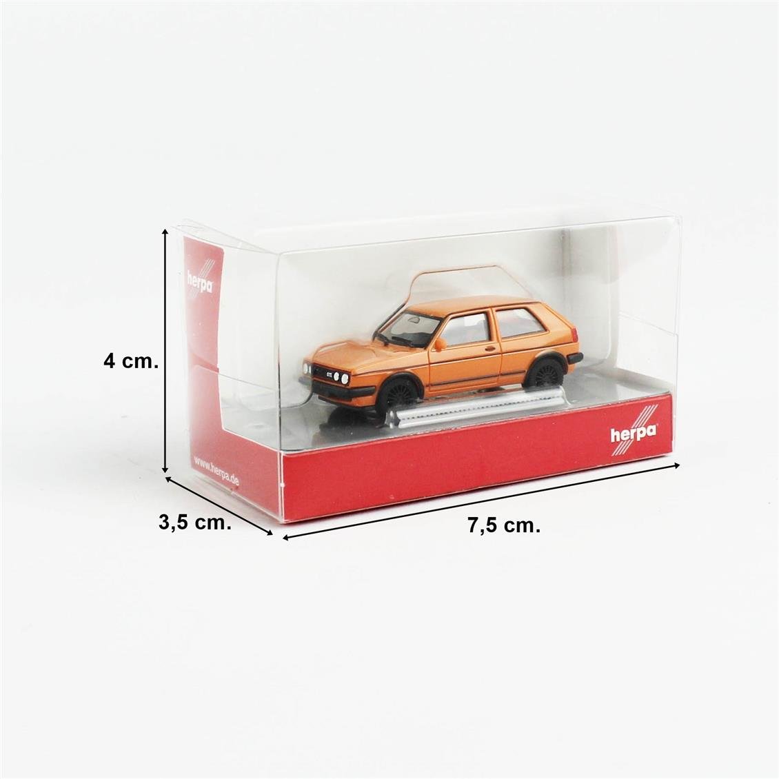 Herpa 420846-003 1/87 Ölçek, 87 VW Golf II GTI, Koyu Turuncu, Sergilemeye Hazır Model Araç