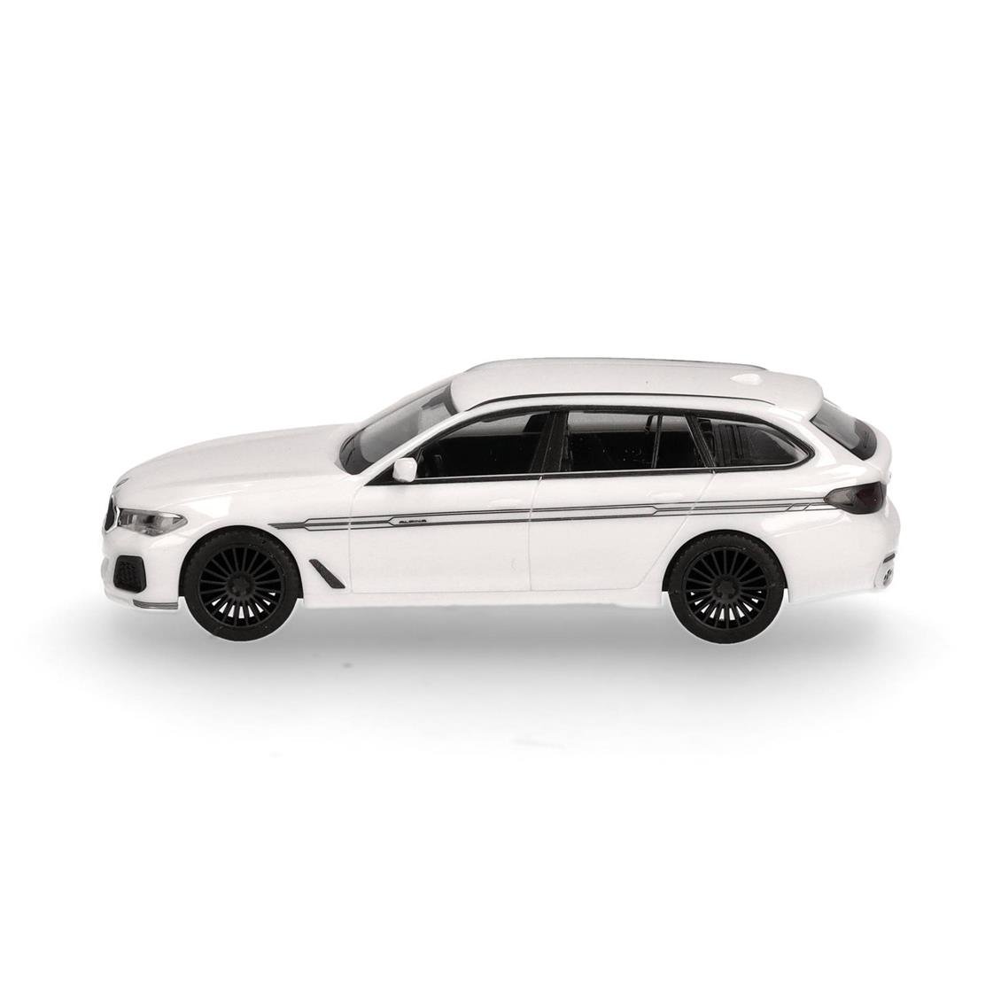 Herpa 421072-002 1/87 Ölçek, BMW Alpina B5 Touring, Beyaz-Şeritli, Sergilemeye Hazır Model Araç