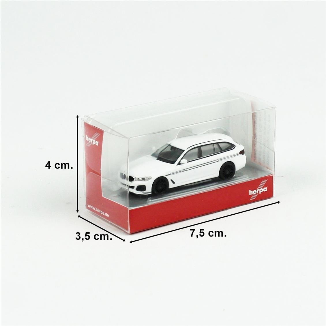 Herpa 421072-002 1/87 Ölçek, BMW Alpina B5 Touring, Beyaz-Şeritli, Sergilemeye Hazır Model Araç