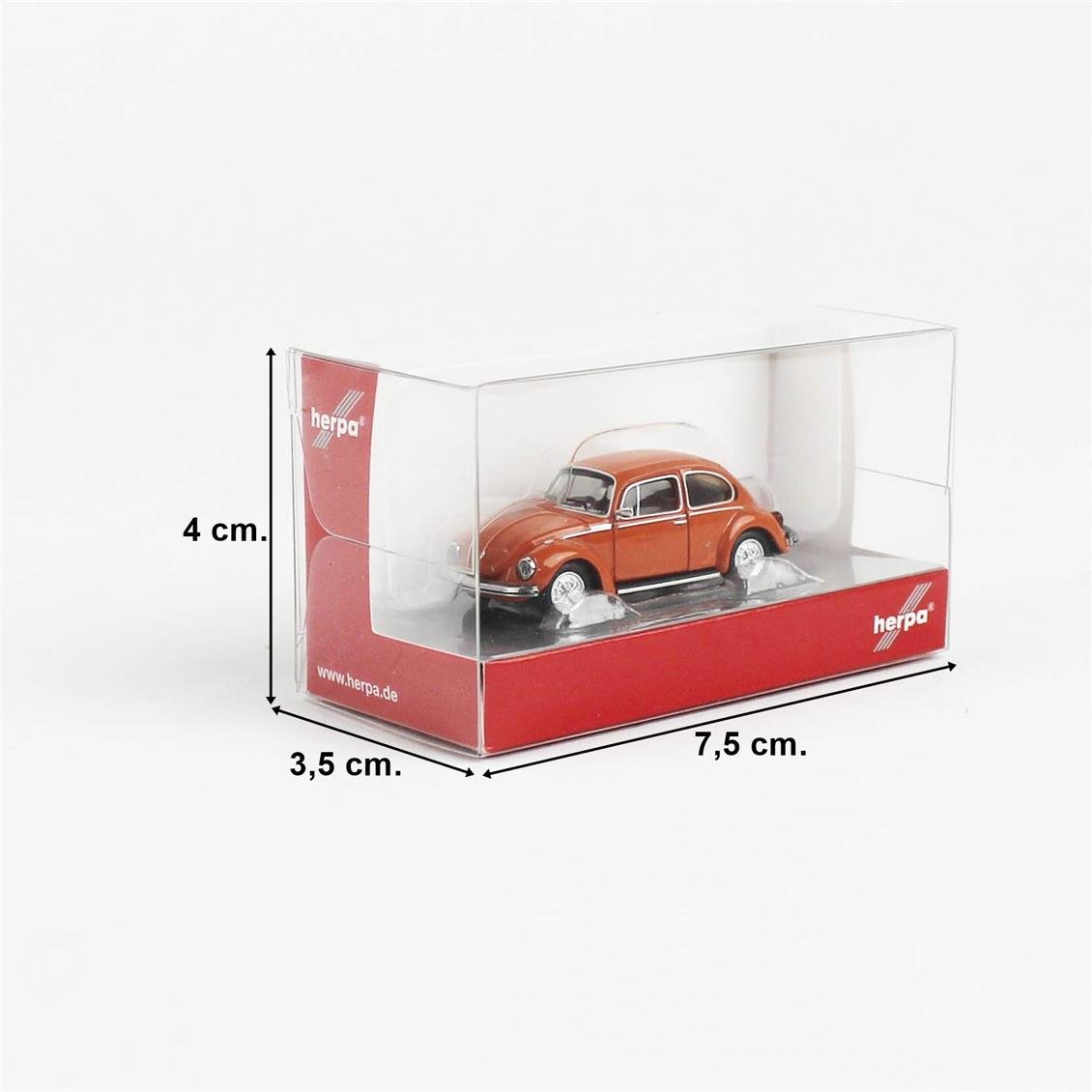 Herpa 421096-002 1/87 Ölçek, 87 VW Böcek, Parlak Turuncu, Sergilemeye Hazır Model Araç