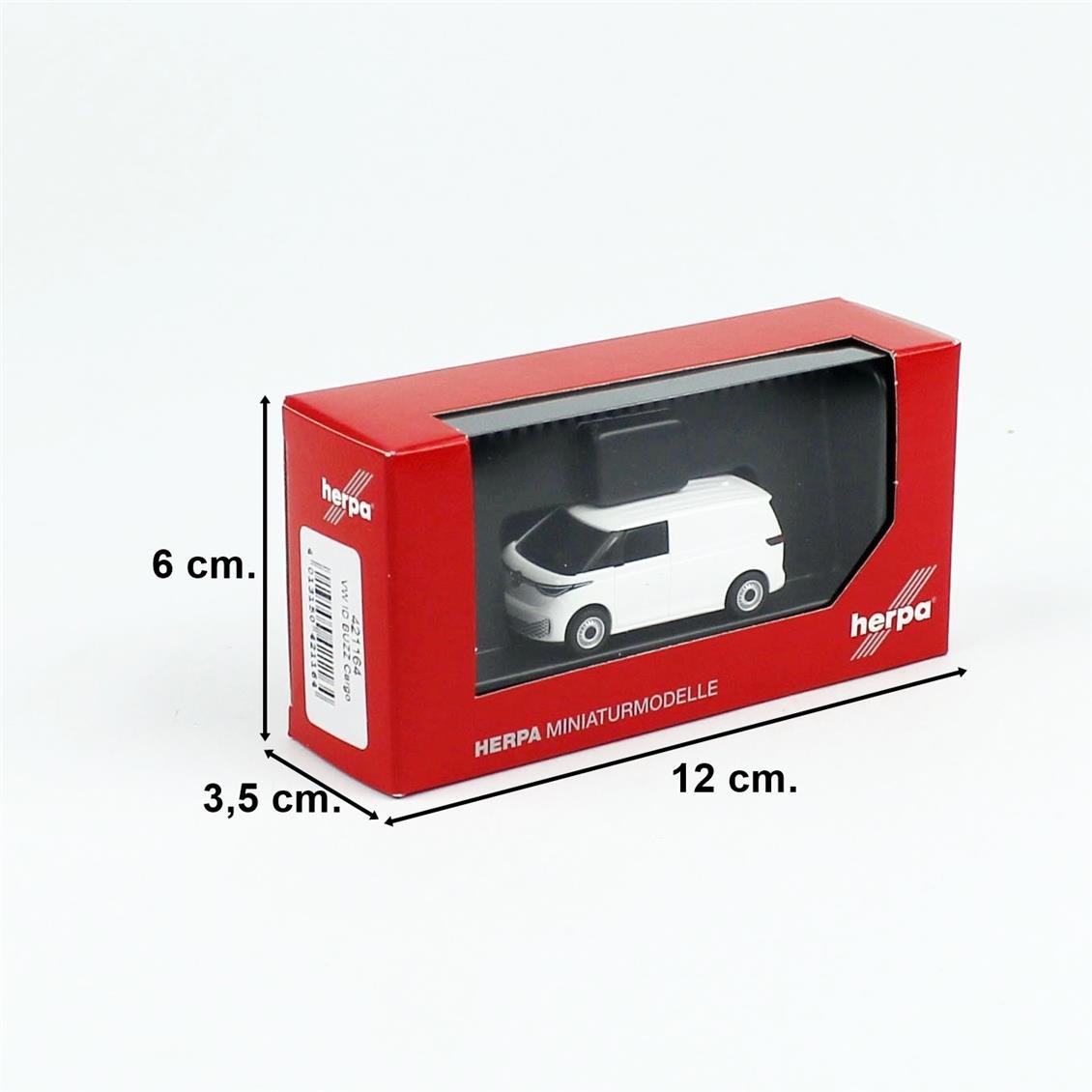 Herpa 421164 1/87 Ölçek, VW ID. Buzz Cargo Kamyonet, Beyaz, Sergilemeye Hazır Model Araç