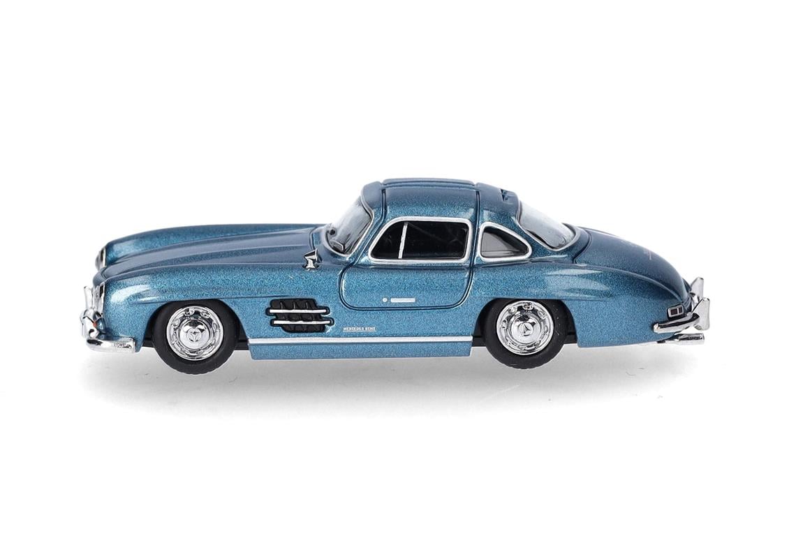 Herpa 430975-002 1/87 Ölçek, MB 300 SL, Martı Kapılı, Parlak Mavi Metalik, Sergilemeye Hazır Model Araç