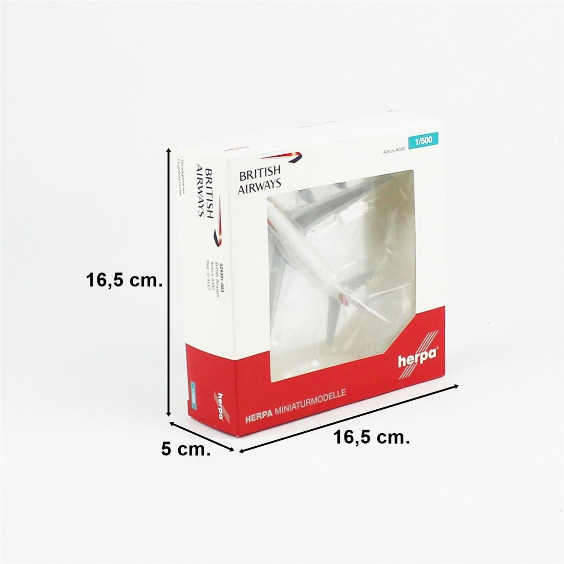 Herpa 524391-003 1/500 Ölçek, İngiltere Hava Yolları  A380 G-XLEF, Metal, Sergilemeye Hazır Model Yolcu Uçağı