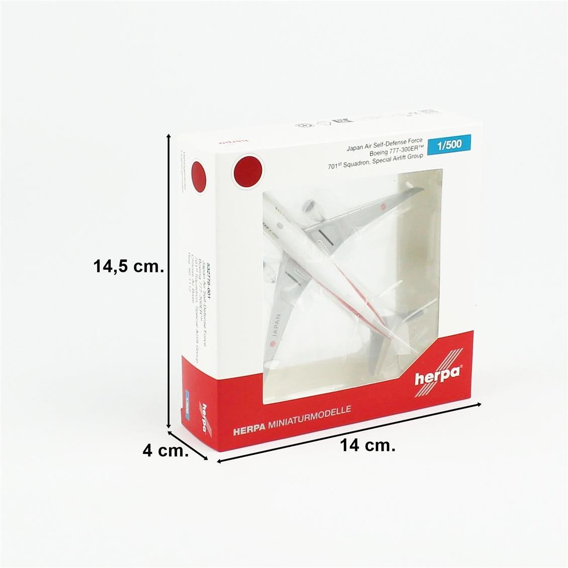 Herpa 532778-001 1/500 Ölçek, 777-300ER Japonya Hava Savunma Kuvvetleri (JASDF), Metal, Sergilemeye Hazır Model Yolcu Uçağı