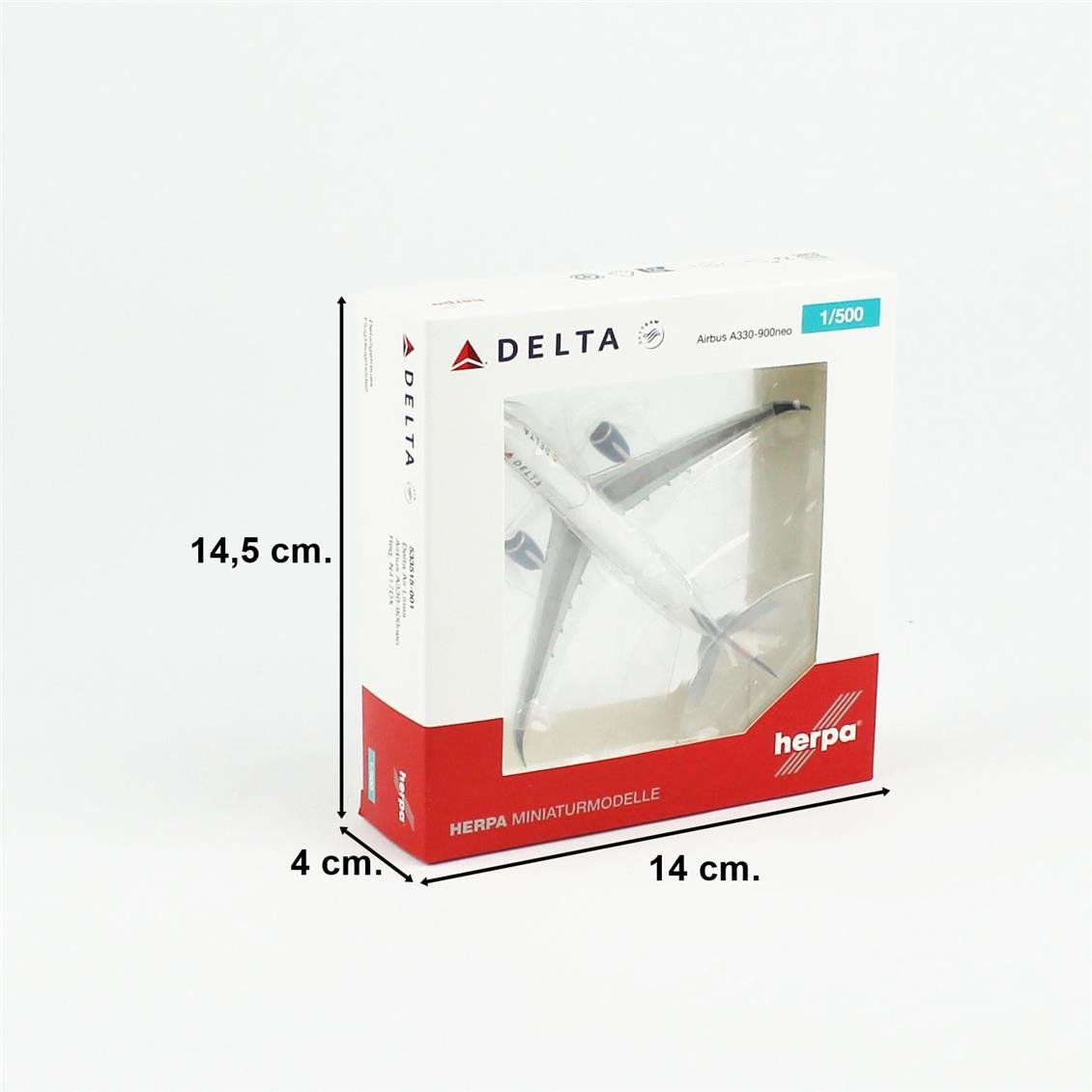Herpa 533515-001 1/500 Ölçek, Delta Hava Yolları Airbus A330-900neo - N417DX, Metal, Sergilemeye Hazır Model Yolcu Uçağı
