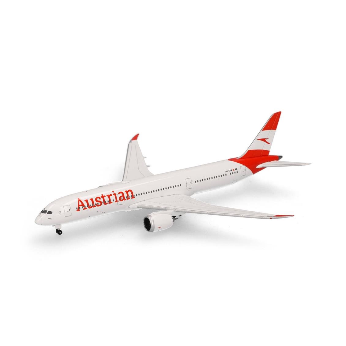 Herpa 537834 1/500 Ölçek, Avusturya Havayolları Boeing 787-9 Dreamliner, Metal, Sergilemeye Hazır Model Yolcu Uçağı