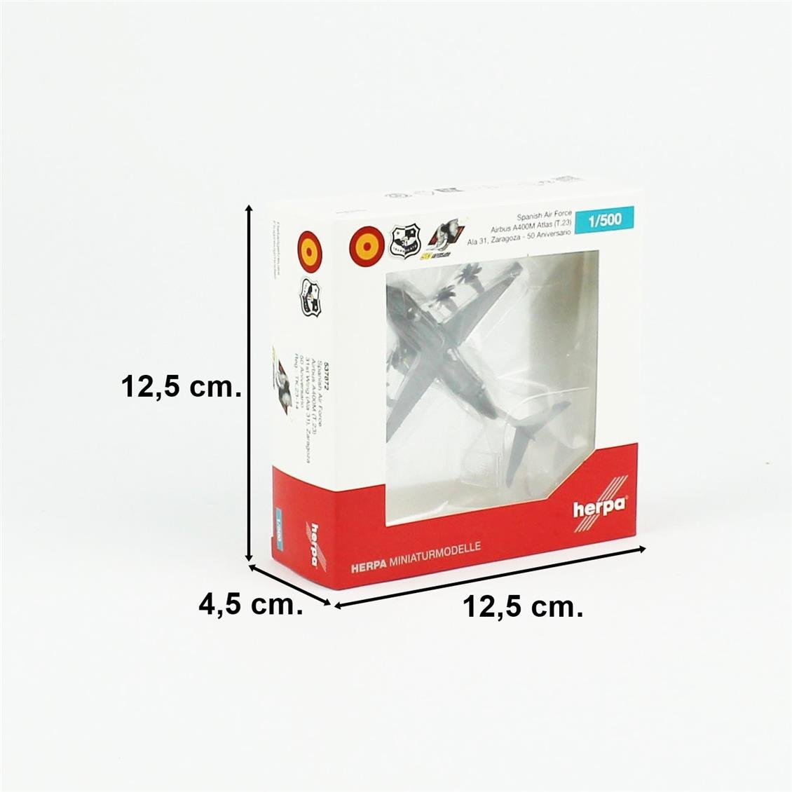 Herpa 537872 1/500 Ölçek, İspanya Hava Kuvvetleri Airbus A400M Atlas (T.23), Metal, Sergilemeye Hazır Model Askeri Uçak