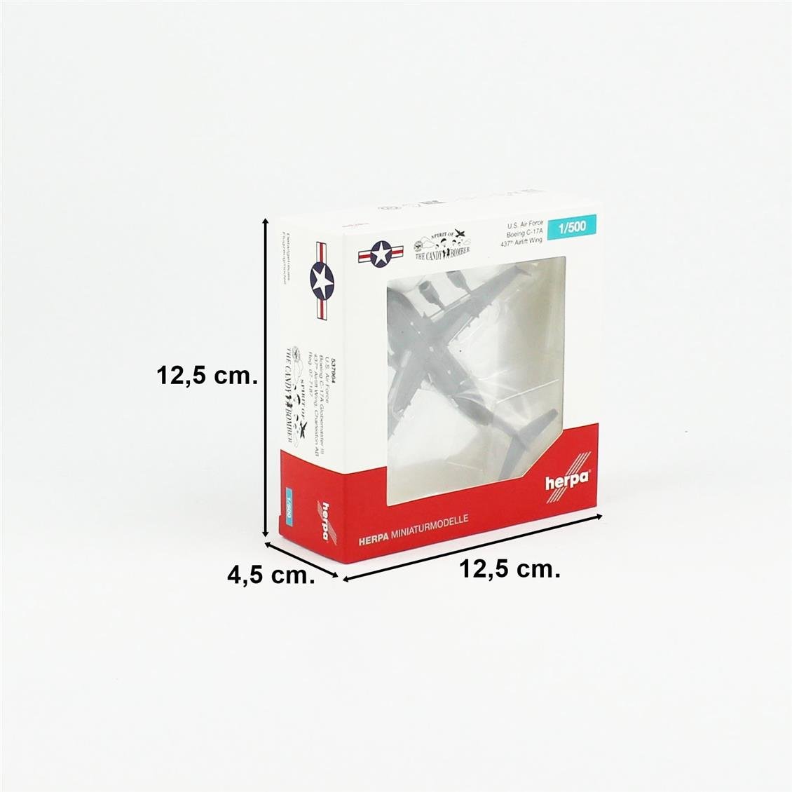 Herpa 537964 1/500 Ölçek, Amerikan Hava Kuvvetleri Boeing C-17A Globemaster III, 437.Hava İkmal Kanadı, Metal, Sergilemeye Hazı