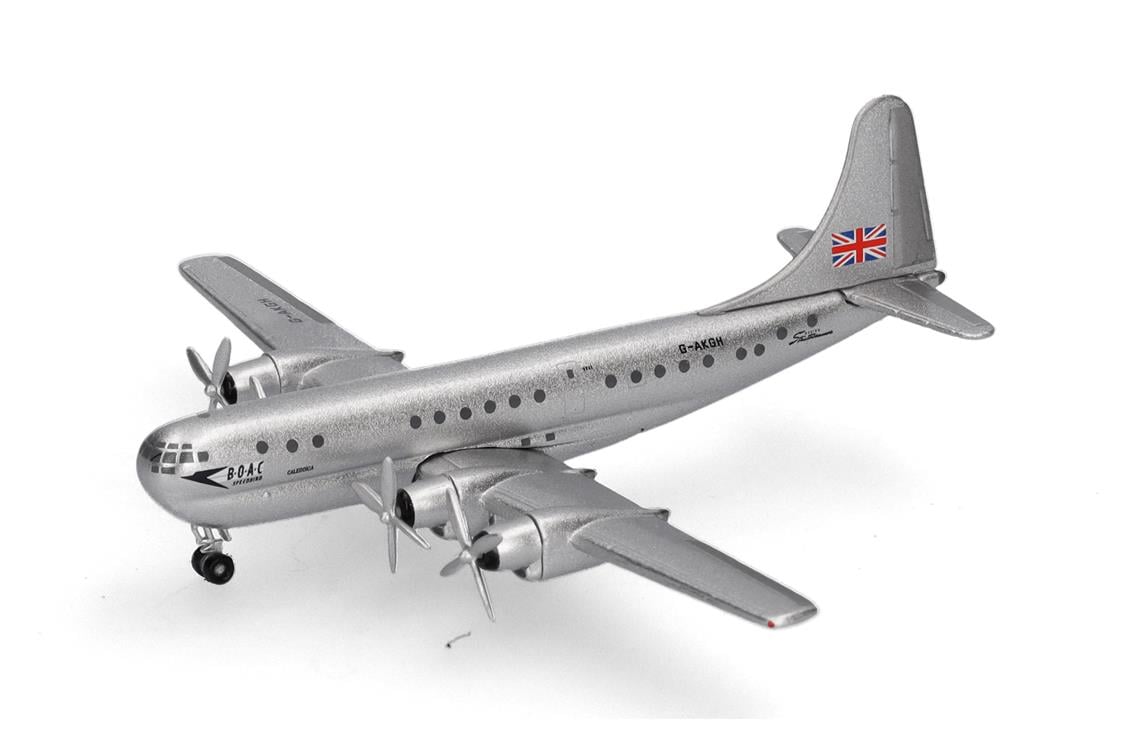 Herpa 538008 1/500 Ölçek, Boeing B377 BOAC, (G-AKGH Caledonia) Metal, Sergilemeye Hazır Model Yolcu Uçağı