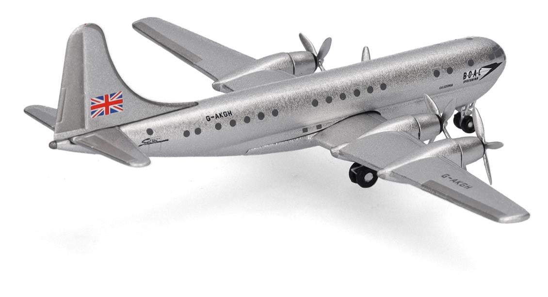 Herpa 538008 1/500 Ölçek, Boeing B377 BOAC, (G-AKGH Caledonia) Metal, Sergilemeye Hazır Model Yolcu Uçağı