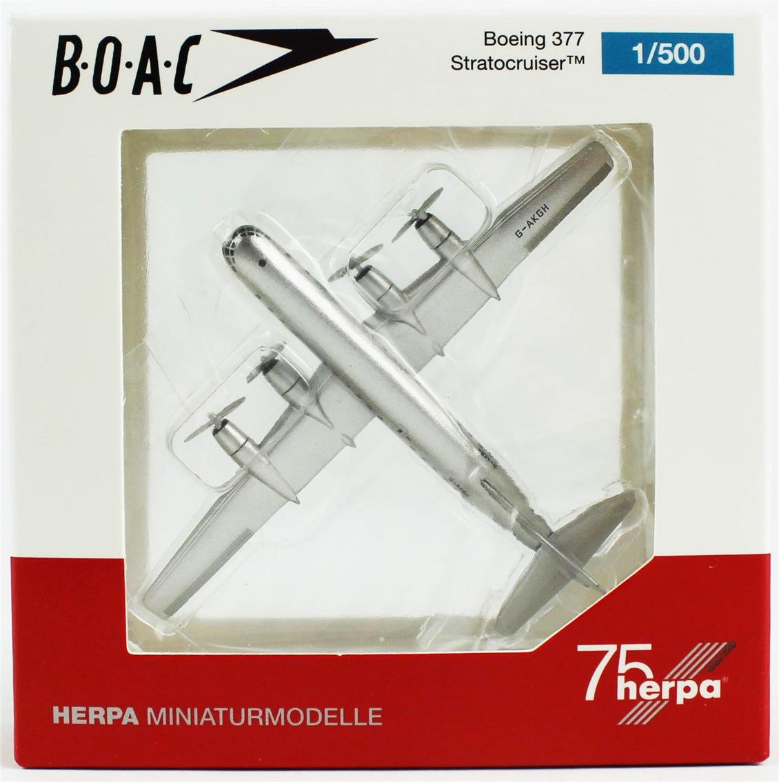 Herpa 538008 1/500 Ölçek, Boeing B377 BOAC, (G-AKGH Caledonia) Metal, Sergilemeye Hazır Model Yolcu Uçağı