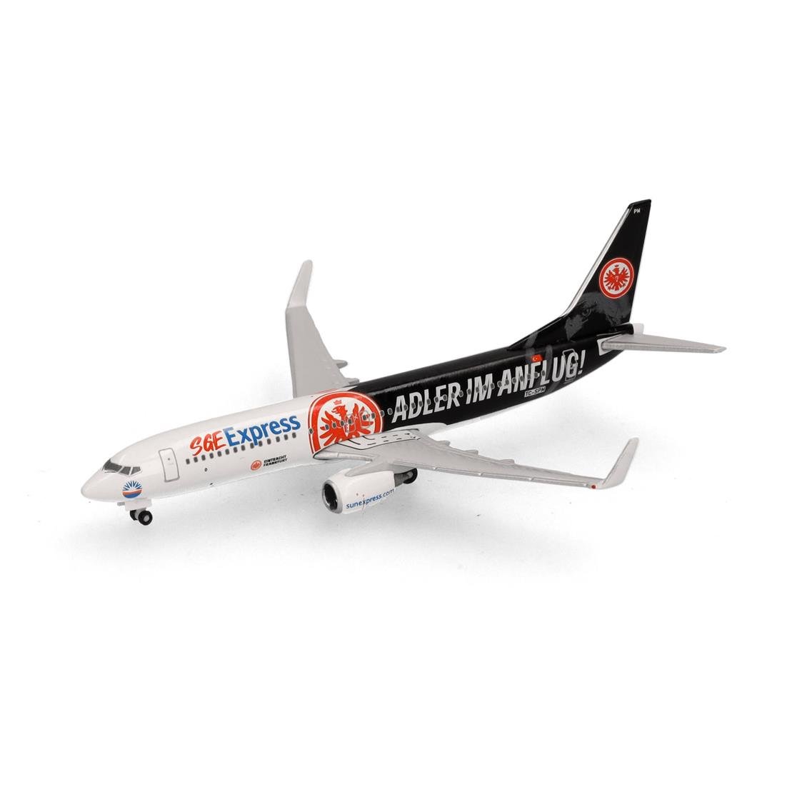 Herpa 538107 1/500 Ölçek, SunExpress Boeing 737-800 Eintracht Frankfurt-SGE Express), Metal, Sergilemeye Hazır Model Yolcu Uçağ