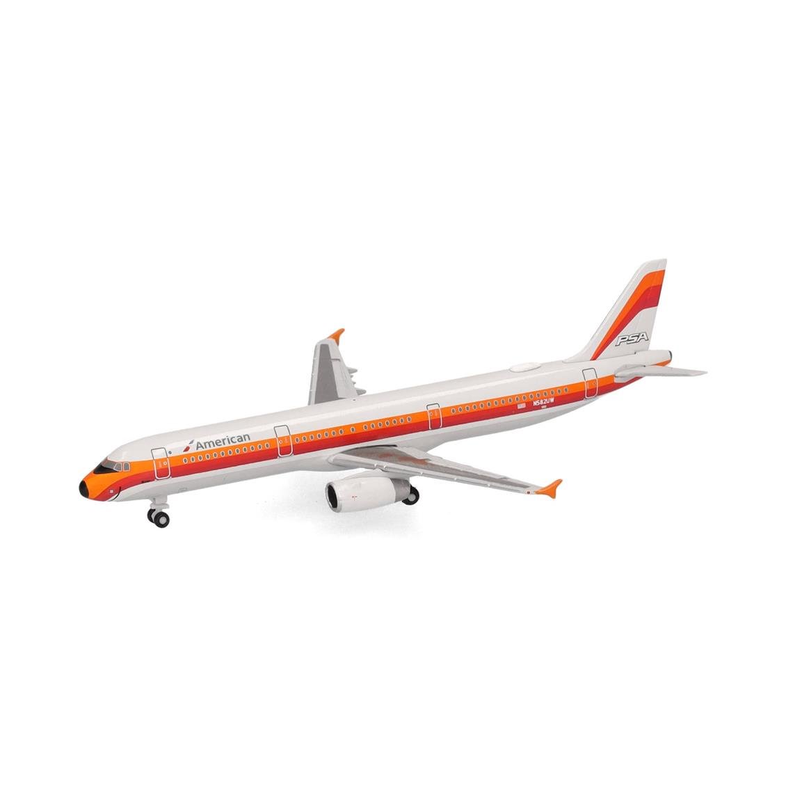 Herpa 538244 1/500 Ölçek, Amerikan Havayolları Airbus A321 (PSA Heritage livery) N582UW, Metal, Sergilemeye Hazır Model Yolcu U