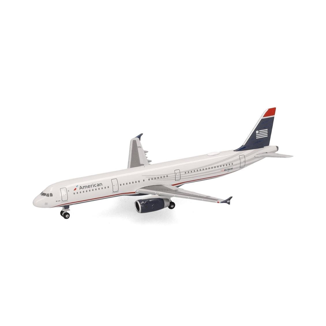 Herpa 538251 1/500 Ölçek, Amerikan Havayolları Airbus A321 (US Airways Heritage livery) N578UW, Metal, Sergilemeye Hazır Model