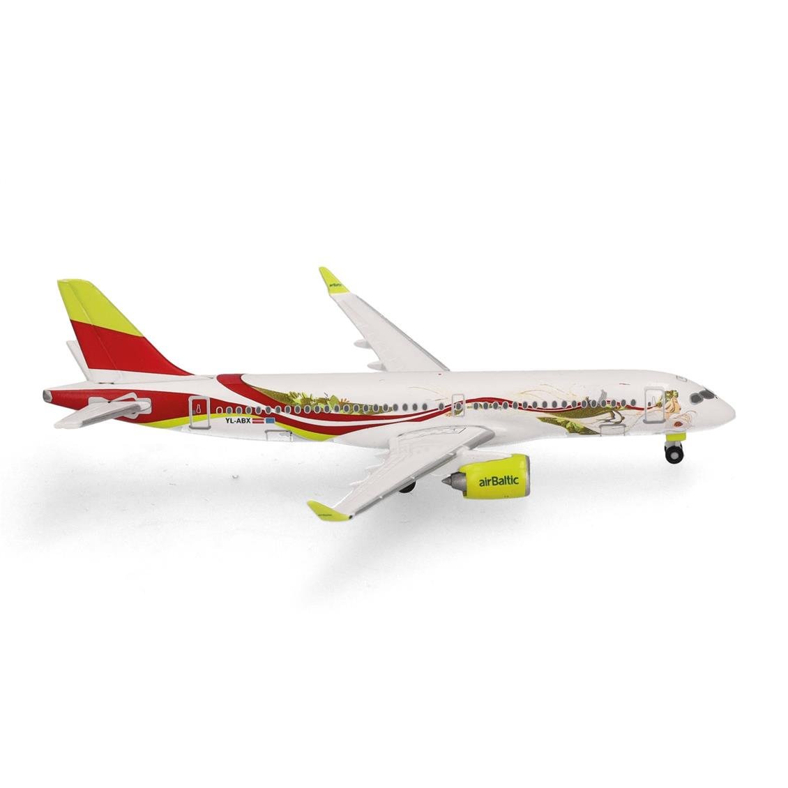 Herpa 538268 1/500 Ölçek, AirBaltic Airbus A220-300 (50th A220) YL-ABX, Metal, Sergilemeye Hazır Model Yolcu Uçağı