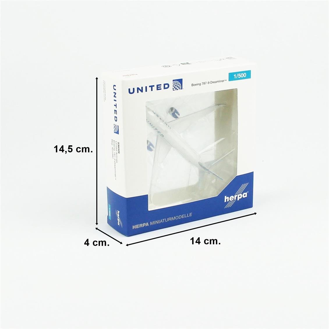 Herpa 538329 1/500 Ölçek, United Airlines Boeing 787-9 Dreamliner, N25982, Metal, Sergilemeye Hazır Model Yolcu Uçağı