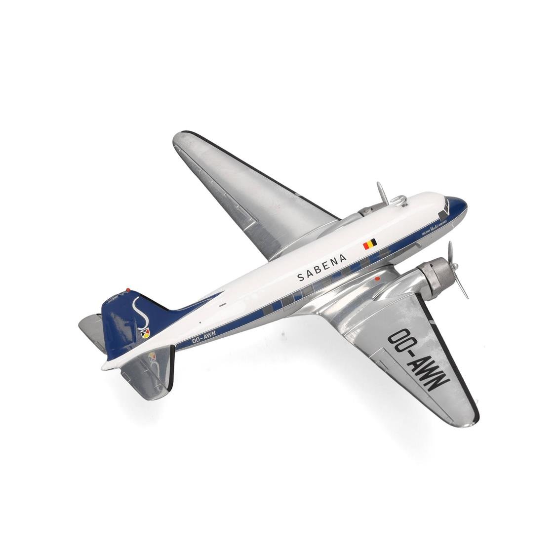 Herpa 573399 1/200 Ölçek, Sabena Douglas DC-3, OO-AWN, Metal, Sergilemeye Hazır Model Yolcu Uçağı