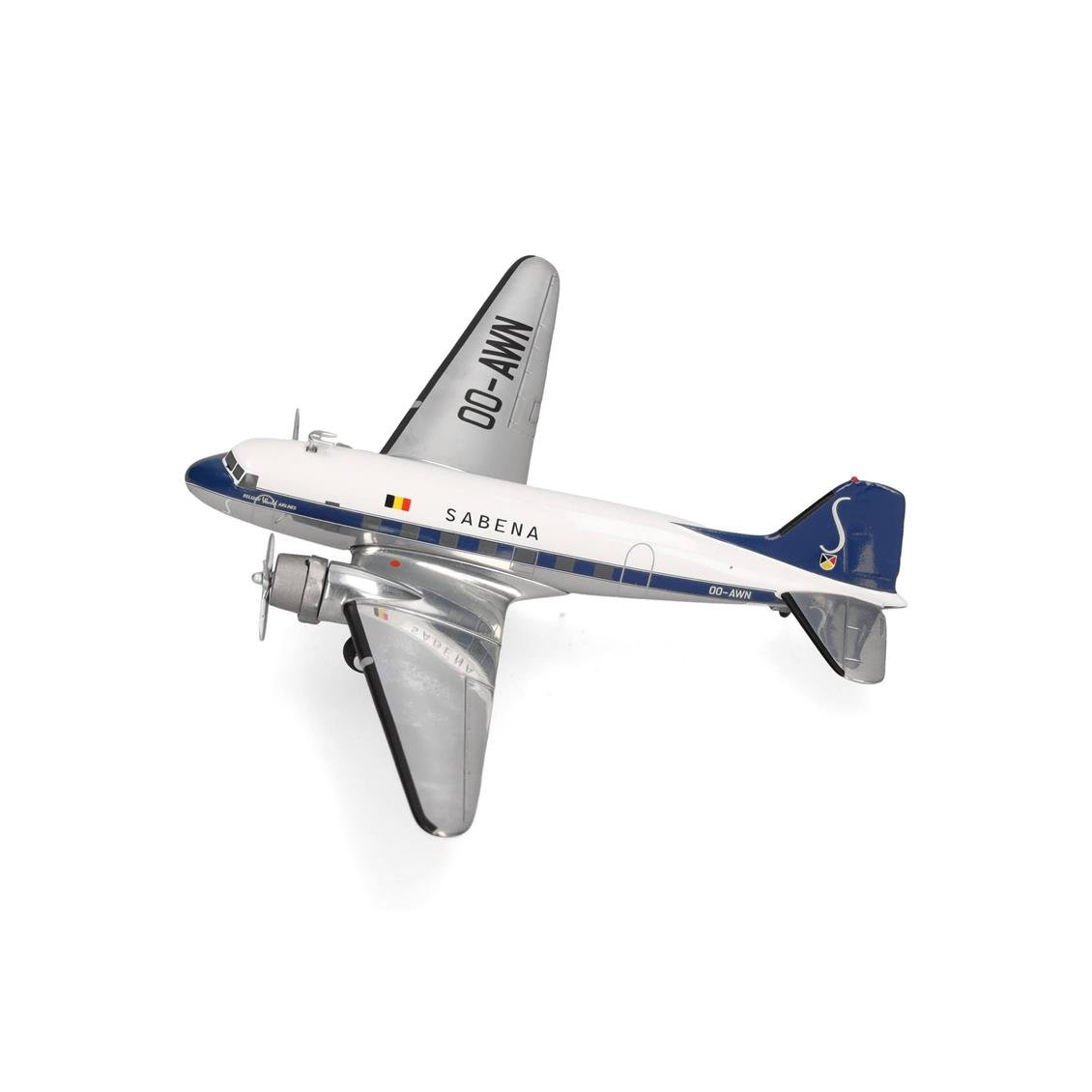 Herpa 573399 1/200 Ölçek, Sabena Douglas DC-3, OO-AWN, Metal, Sergilemeye Hazır Model Yolcu Uçağı