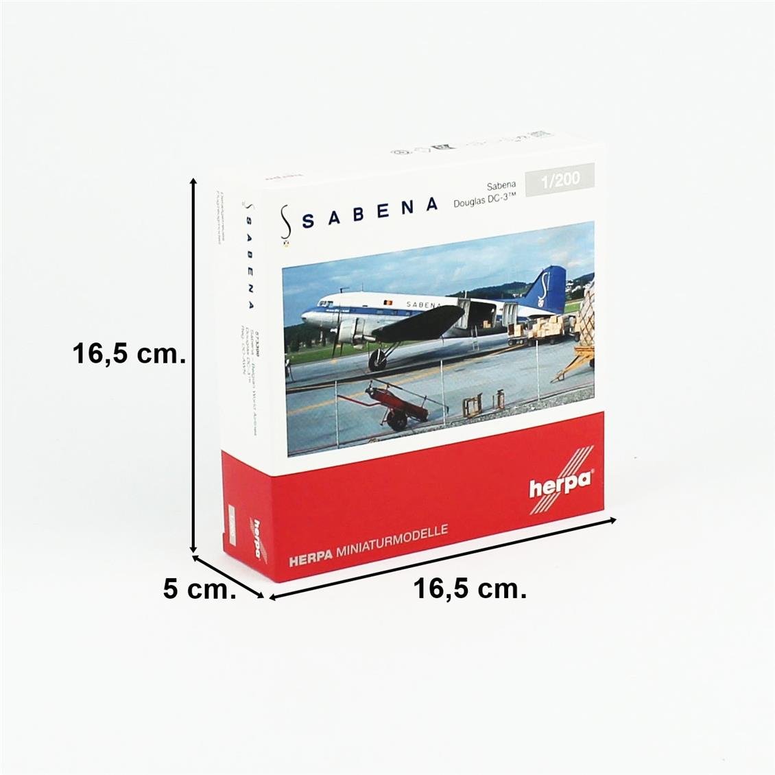 Herpa 573399 1/200 Ölçek, Sabena Douglas DC-3, OO-AWN, Metal, Sergilemeye Hazır Model Yolcu Uçağı