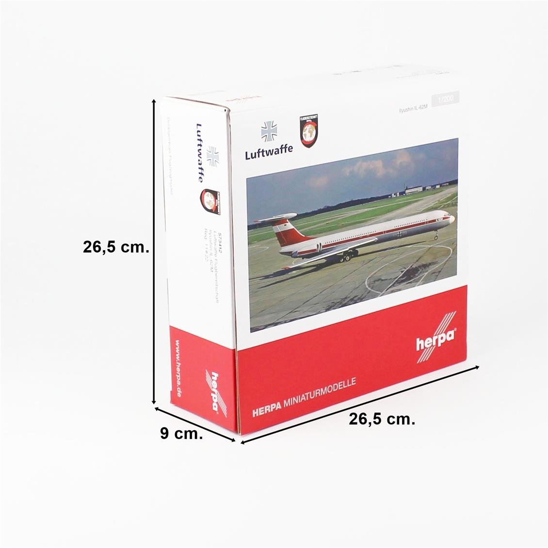 Herpa 573412 1/200 Ölçek, Luftwaffe Hava Kuvvetleri Ilyushin IL-62M, 11+22, Metal, Sergilemeye Hazır Model Askeri Uçak