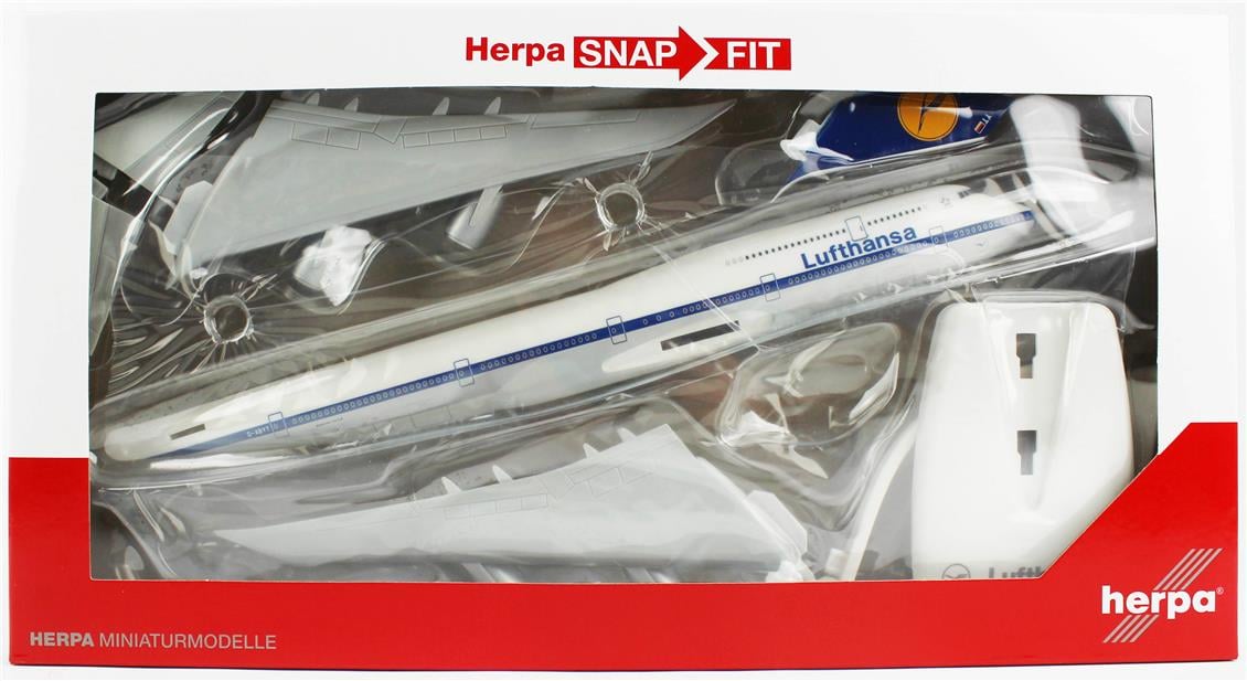 Herpa 610599 1/250 Ölçek, Lufthansa Boeing 747-8 Intercontinental (Retro), Sergilemeye Hazır Model Yolcu Uçağı