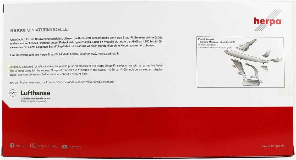 Herpa 610599 1/250 Ölçek, Lufthansa Boeing 747-8 Intercontinental (Retro), Sergilemeye Hazır Model Yolcu Uçağı