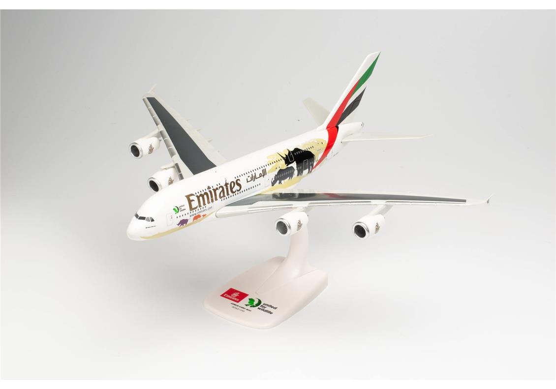 Herpa 612180 1/250 Ölçek, Emirates Airbus A380 (United for Wildlife-No.2), Sergilemeye Hazır Model Yolcu Uçağı
