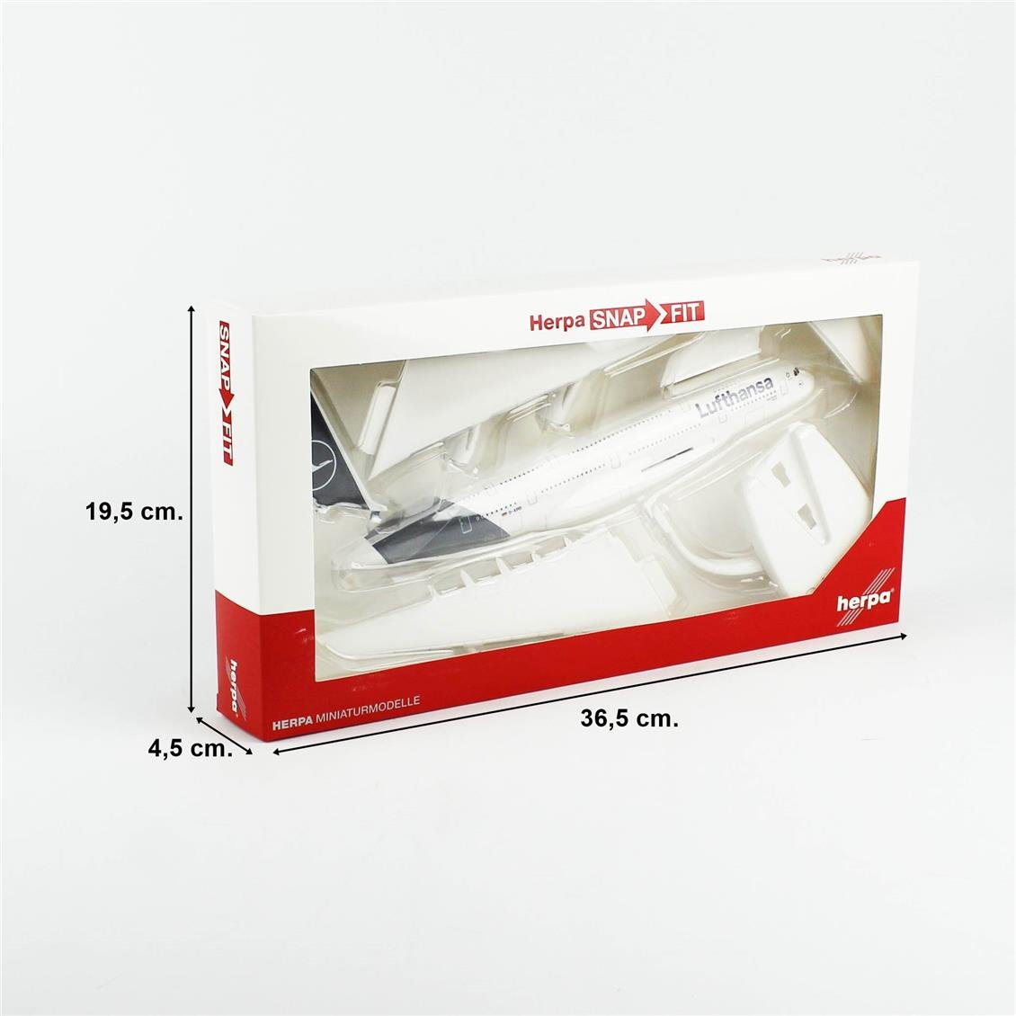 Herpa 612319 1/250 Ölçek, Lufthansa Airbus A380-800, reg. D-AIMB, Sergilemeye Hazır Model Yolcu Uçağı