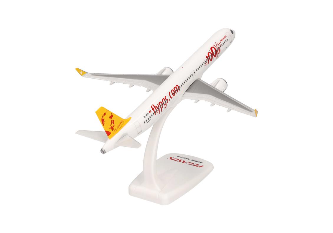 Herpa 613057 1/200 Ölçek, Pegasus Airlines Airbus A321 neo (100.yıl) Sergilemeye Hazır Model Yolcu Uçağı