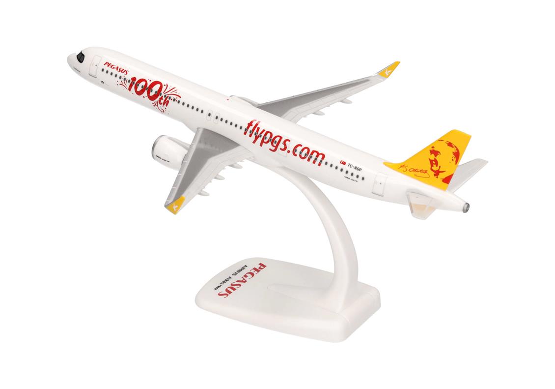 Herpa 613057 1/200 Ölçek, Pegasus Airlines Airbus A321 neo (100.yıl) Sergilemeye Hazır Model Yolcu Uçağı