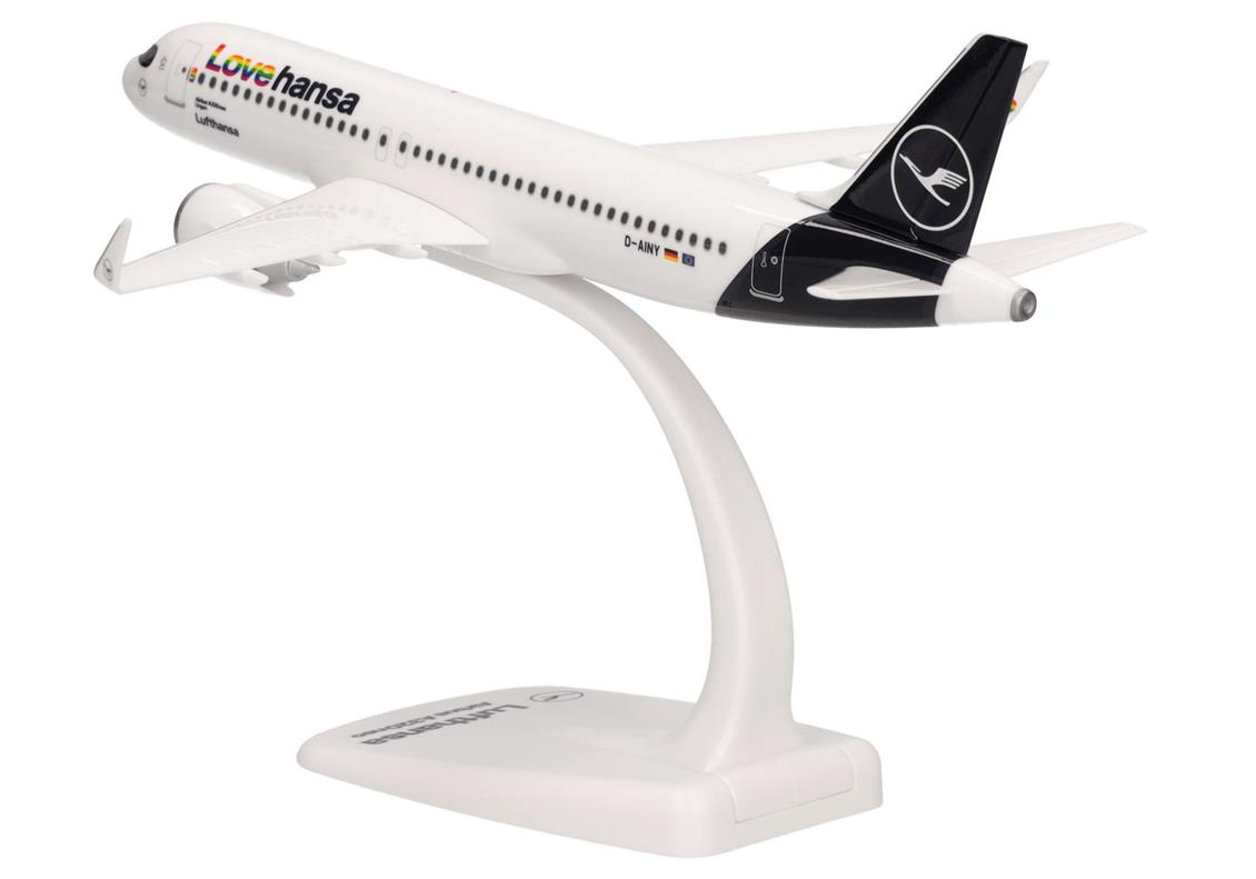 Herpa 613880 1/200 Ölçek, Airbus A 320neo Lufthansa Lovehansa, Sergilemeye Hazır Model Yolcu Uçağı
