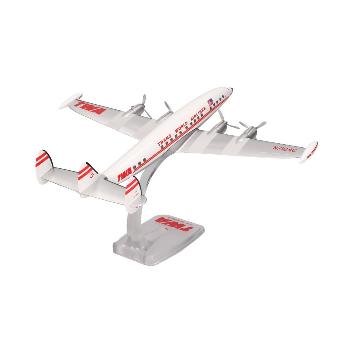 Herpa 614467 1/125 Ölçek, TWA Havayolları Lockheed L-1049G Super Constellation, N7104C, Snapfit, Plastik, Standlı, Sergilemeye
