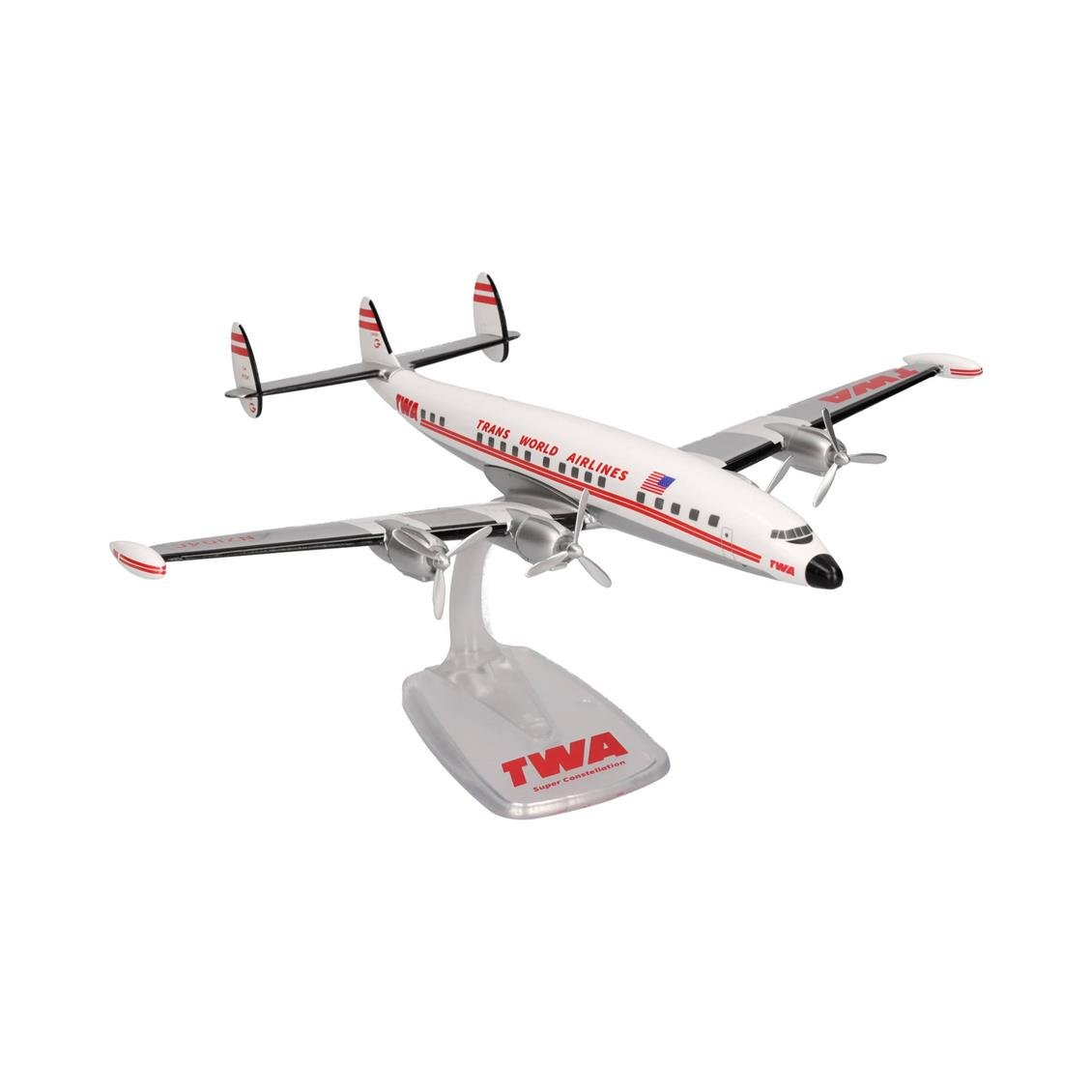 Herpa 614467 1/125 Ölçek, TWA Havayolları Lockheed L-1049G Super Constellation, N7104C, Snapfit, Plastik, Standlı, Sergilemeye